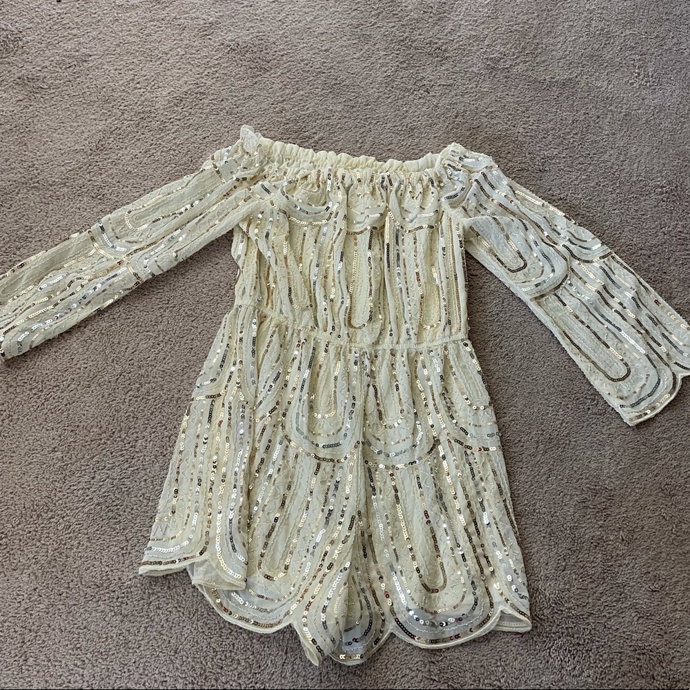 Sequin Strapless Romper - Cream and Sequin NWOT